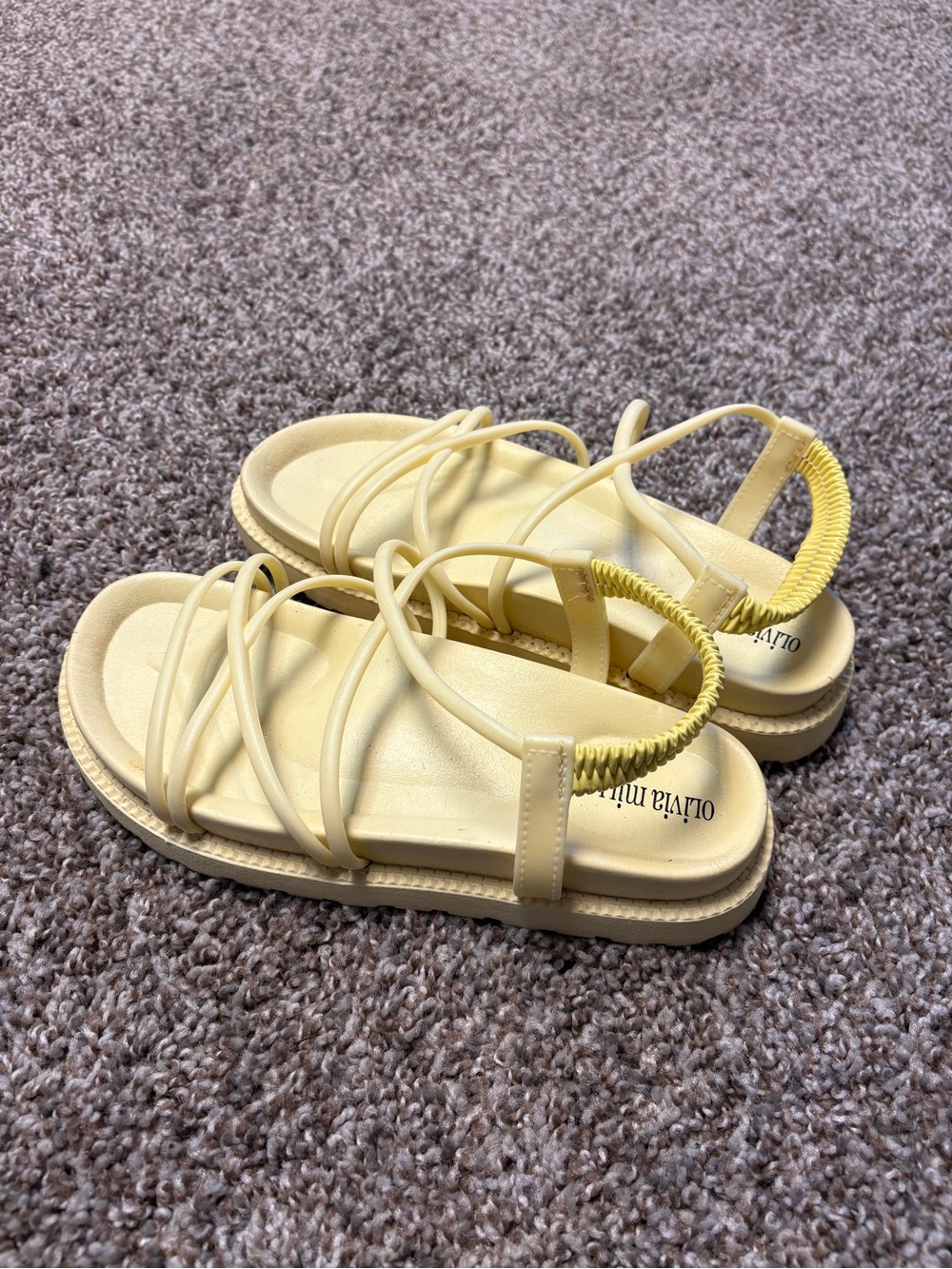 Olivia Miller Pale Yellow Multi-Strap Slingback Sandal